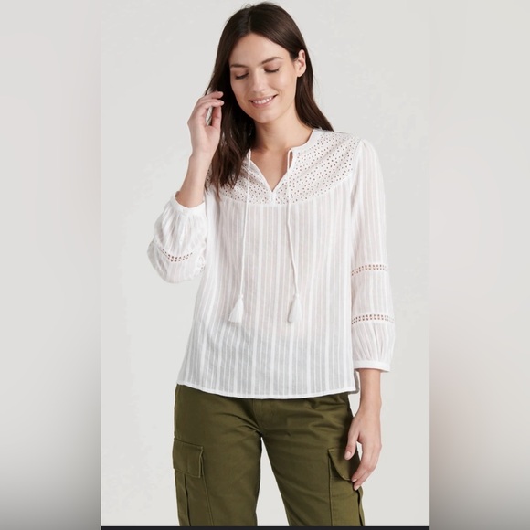 Lucky Brand White Eyelet Blouse - Picture 2 of 10